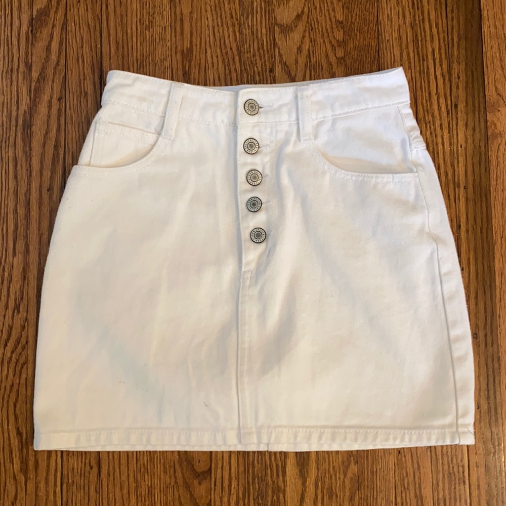 John Galt white denim skirt